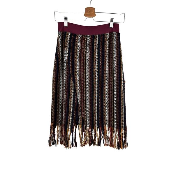 ZARA Flowy Fringe Wrap Skirt Striped Boho Moroccan Vacation Women’s M - Picture 2 of 10